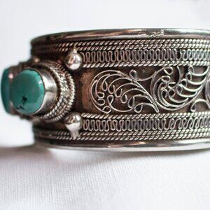 Intricate Silver and Turquoise Bracelet